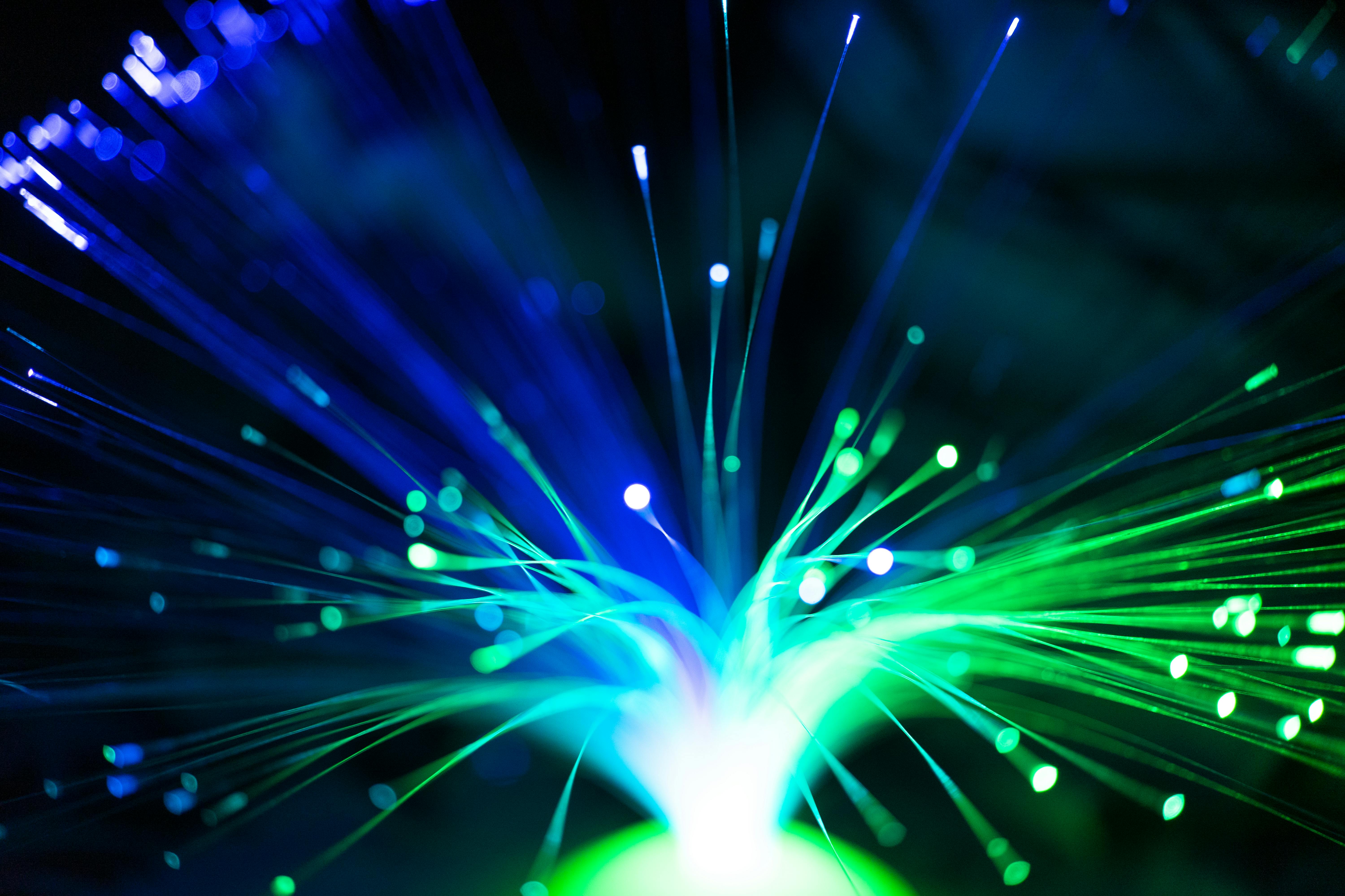 Abstract blue fiber optic lights